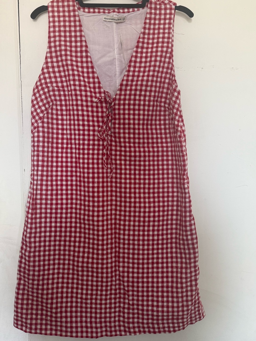 Abercrombie & Fitch Red & White Gingham Sleeveless Dress SIZE M
